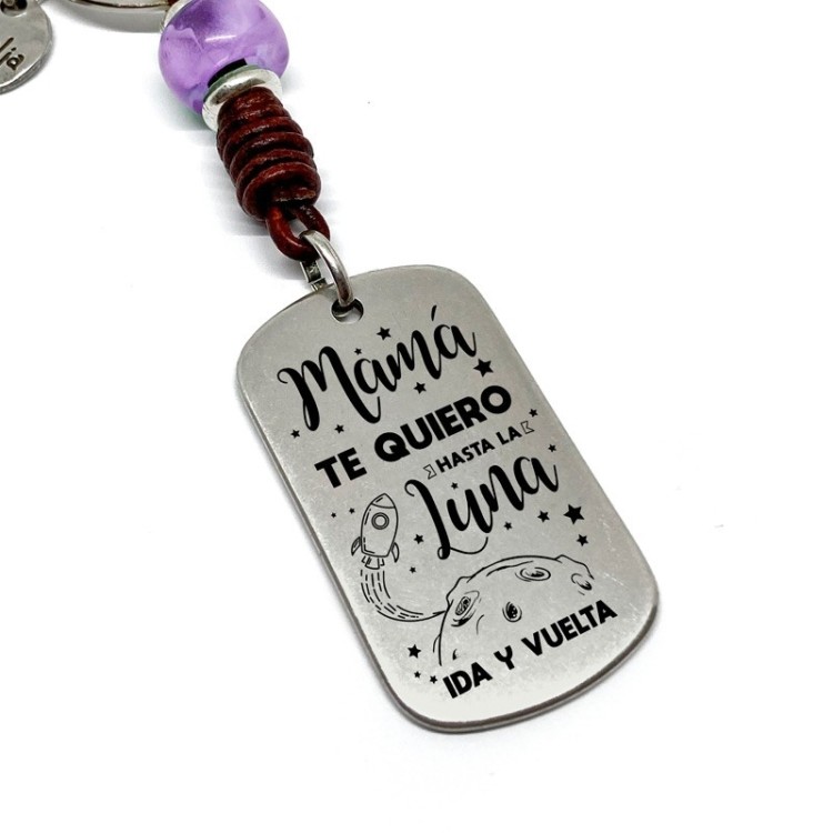 Llavero Mama Te Quiero Hasta La Luna Ida Y Vuelta - Idealia® Regalos Personalizados