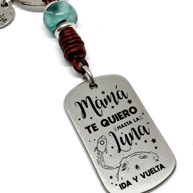 Llavero Mama Te Quiero Hasta La Luna Ida Y Vuelta - Idealia® Regalos Personalizados
