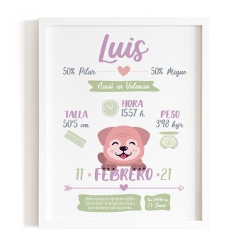 lamina-datos bebé-animalito