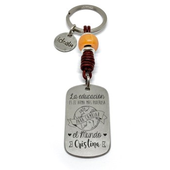 Llavero profe educacion arma más poderosa - Idealia® Regalos Personalizados