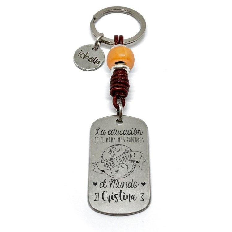 Llavero profe educacion arma más poderosa - Idealia® Regalos Personalizados