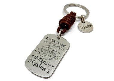 Llavero profe educación cambia el mundo - Idealia® Regalos Personalizados