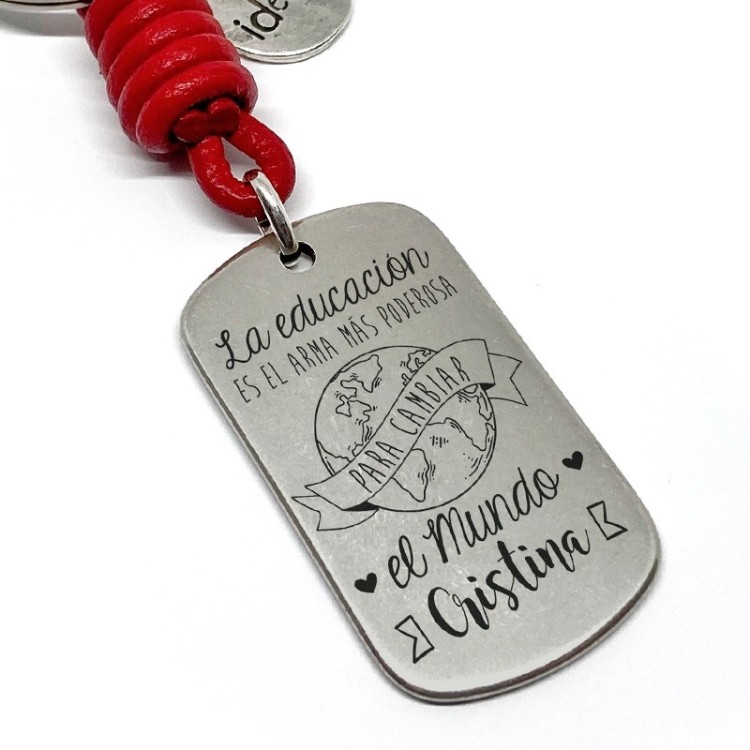 Llavero profe educación cambia el mundo - Idealia® Regalos Personalizados