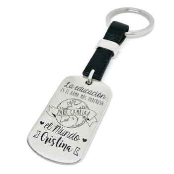 Llavero profe, la educación cambia mundo - Idealia® Regalos Personalizados