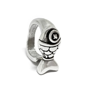 Anillo de Pez bañado en plata - Idealia®