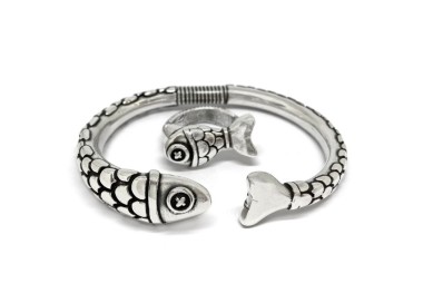Conjunto pulsera y anillo de Pez bañados en plata - Idealia®