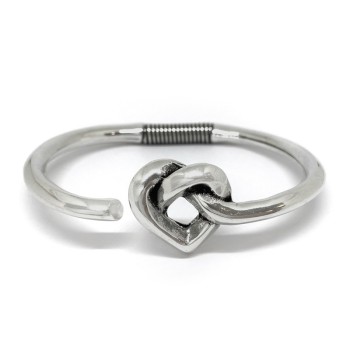 Brazalete en forma de Corazón bañado en plata - Idealia®