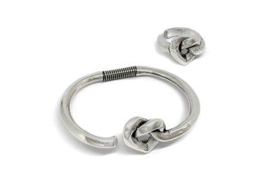 Conjunto pulsera y anillo de Corazón bañados en plata - Idealia®