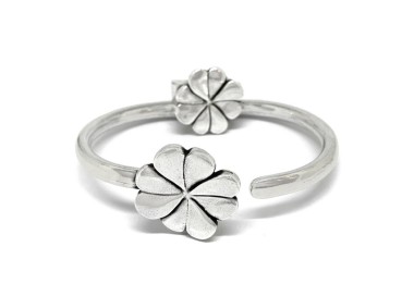 Conjunto pulsera y anillo de Trébol bañados en plata - Idealia®