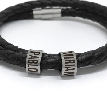 Pulsera trenzada con Aros para grabar Nombres - Idealia®