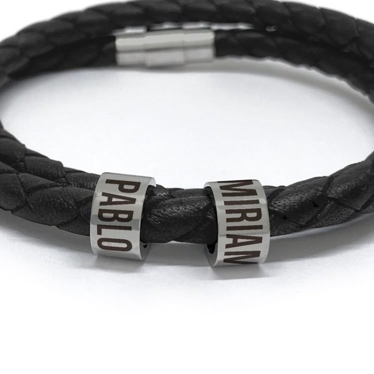Pulsera trenzada con Aros para grabar Nombres - Idealia®