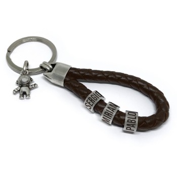 Llavero de cuero trenzado con Aro para Nombres - Idealia® Personalizados