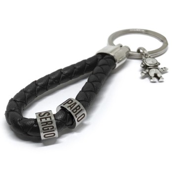 Llavero de cuero trenzado con Aro para Nombres - Idealia® Personalizados