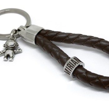 Llavero de cuero trenzado con Aro para Nombres - Idealia® Personalizados