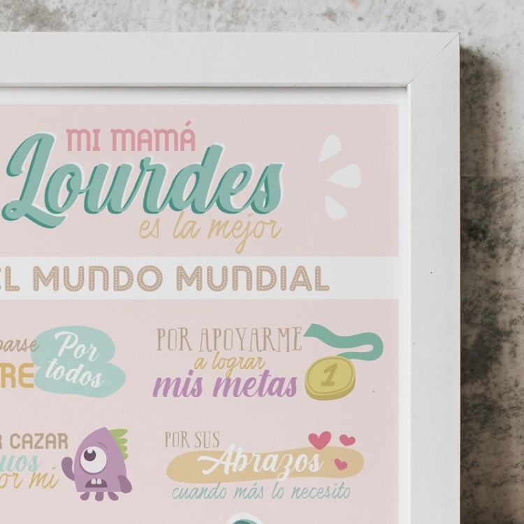 Lámina Mamá personalizable en colores pastel - Idealia®