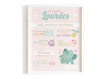 Lámina Mamá personalizable en colores pastel - Idealia®