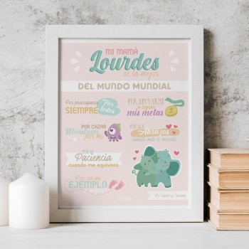 Lámina Mamá personalizable en colores pastel - Idealia®