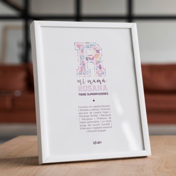 Lámina Mamá con Inicial de Superheroina personalizable  - Idealia®