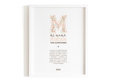 Lámina Mamá con Inicial de Superheroina personalizable  - Idealia®