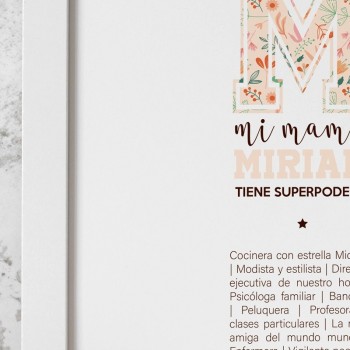 Lámina Mamá con Inicial de Superheroina personalizable  - Idealia®