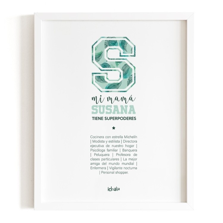 Lámina Mamá con Inicial de Superheroina personalizable  - Idealia®