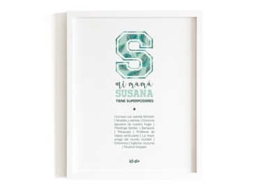 Lámina Mamá con Inicial de Superheroina personalizable  - Idealia®