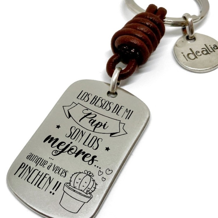 Llavero Los Besos De Mi Papi Son Los Mejores Aunque A Veces Pinchen - Idealia® Regalos Personalizados