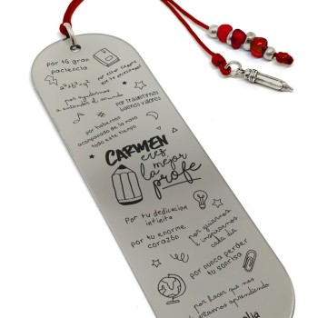 Marcapáginas profesor con frases de agradecimiento