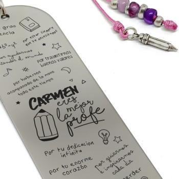 Marcapáginas profesor con frases de agradecimiento