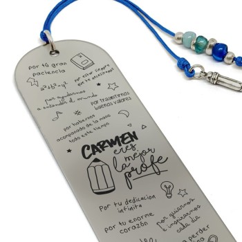 Marcapáginas profesor con frases de agradecimiento