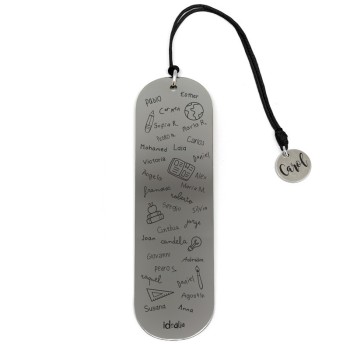 Marcapáginas profesor con nombres de alumnos