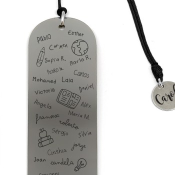 Marcapáginas profesor con nombres de alumnos