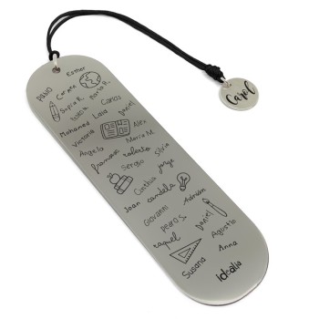 Marcapáginas profesor con nombres de alumnos