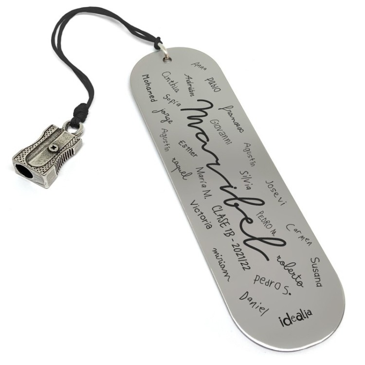 Marcapáginas profesor con nombres de alumnos