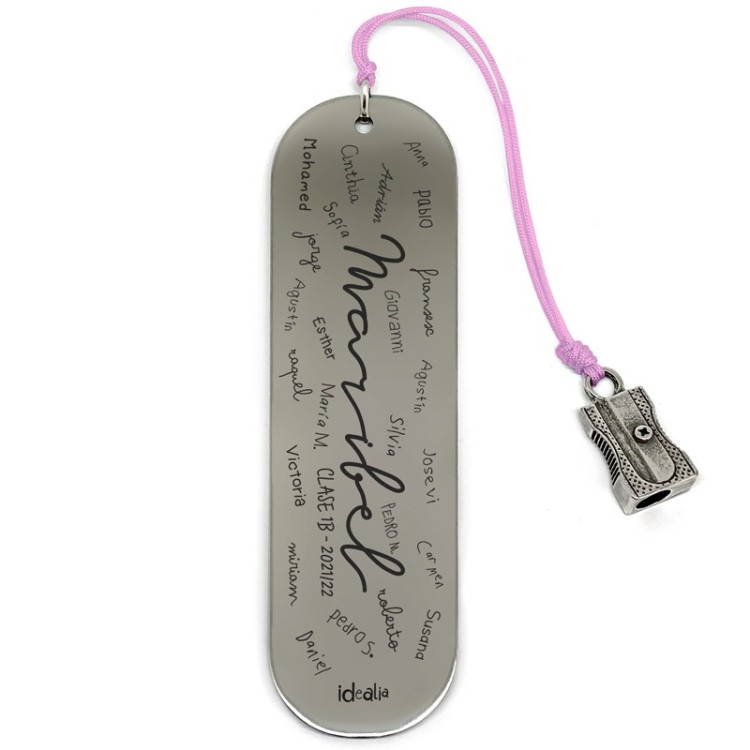 Marcapáginas profesor con nombres de alumnos